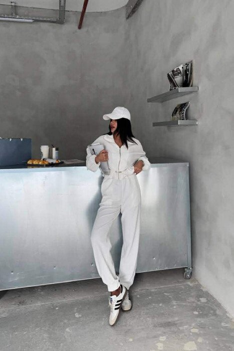 SET NJE NGJYRESH XHAKETE + PANTALLONA PER FEMRA NE NGJYRE TE BARDHE - 5