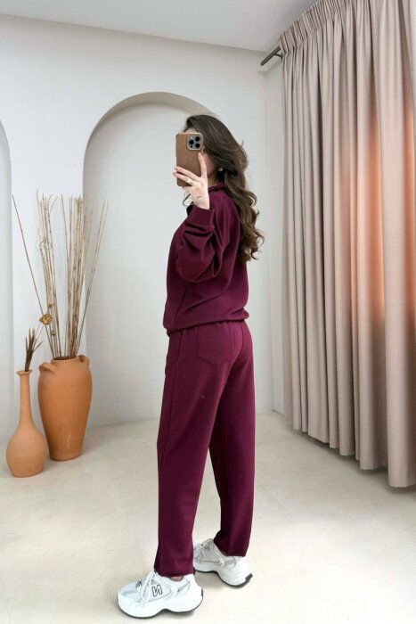 SET NJE NGJYRESH BLUZE ME ZINXHIR + TUTA PER FEMRA NE NGJYRE VISHNJE - 4