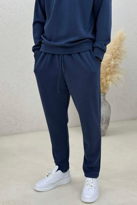 SET NJE NGJYRESH BLUZE ME ZINXHIR + TUTA PER MESHKUJ NE NGJYRE BLU - 5
