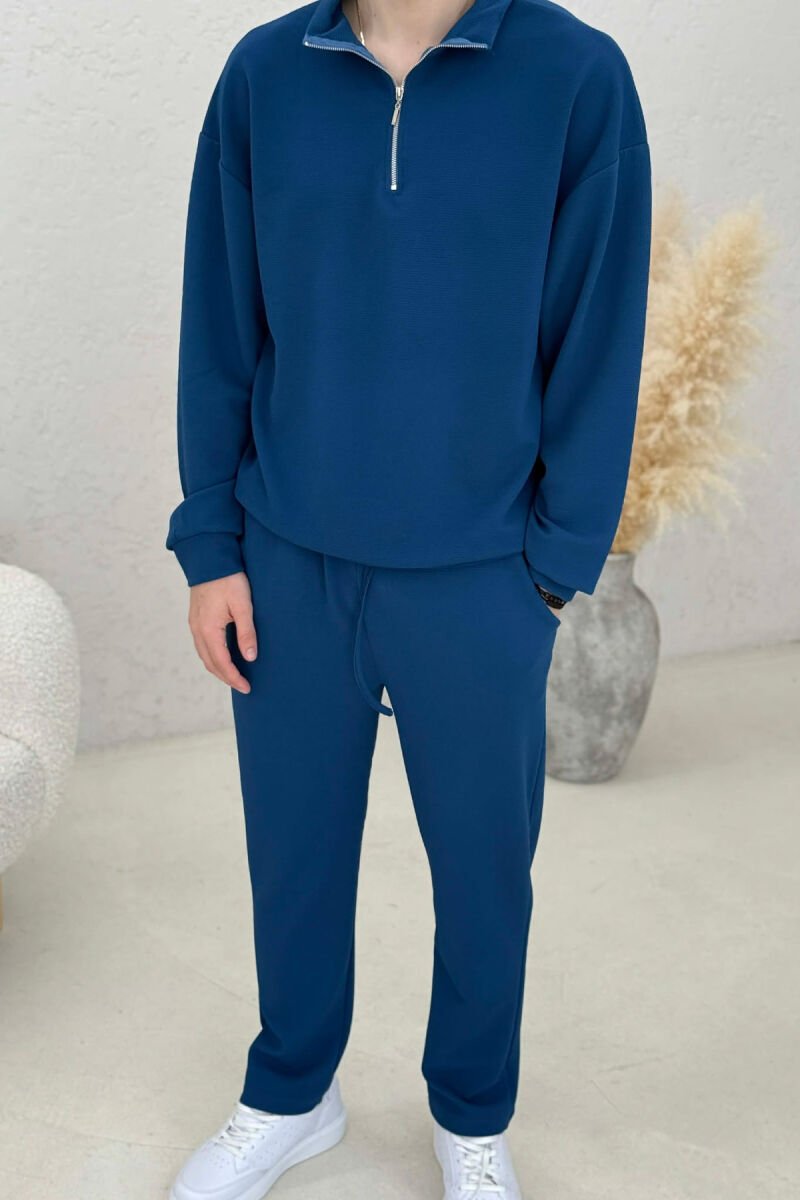 SET NJE NGJYRESH BLUZE ME ZINXHIR + TUTA PER MESHKUJ NE NGJYRE BLU - 3
