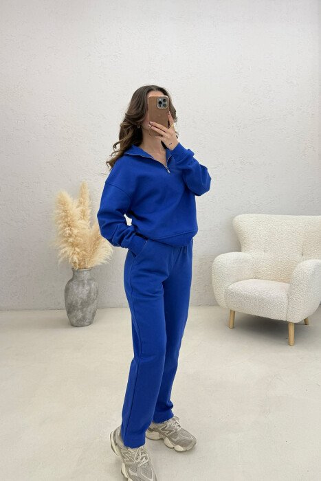 SET NJE NGJYRESH BLUZE ME ZINXHIR + TUTA PER FEMRA NE NGJYRE BLU - 4