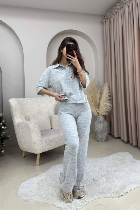 SET NJE NGJYRESH BLUZE +PANTALLONA PER FEMRA NE NGJYRE GRI TE ZBARDHUR - 2