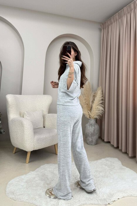 SET NJE NGJYRESH BLUZE +PANTALLONA PER FEMRA NE NGJYRE GRI TE ZBARDHUR - 3
