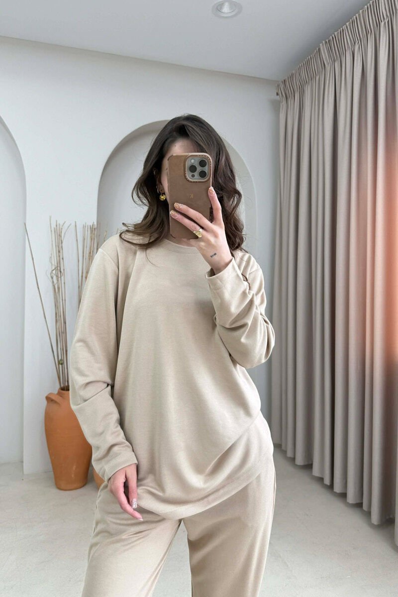 SET NJE NGJYRESH BLUZE + TUTA PER FEMRA NE NGJYRE BEZHE - 5