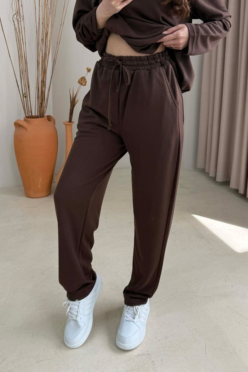 SET NJE NGJYRESH BLUZE + TUTA PER FEMRA NE NGJYRE KAFE - 3