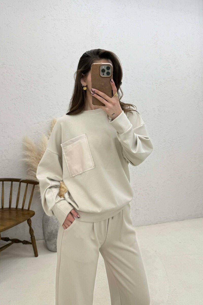 SET NJE NGJYRESH BLUZE + TUTA PER FEMRA NE NGJYRE KREM - 3