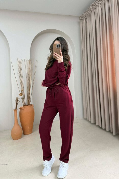 SET NJE NGJYRESH BLUZE + TUTA PER FEMRA NE NGJYRE VISHNJE - 2