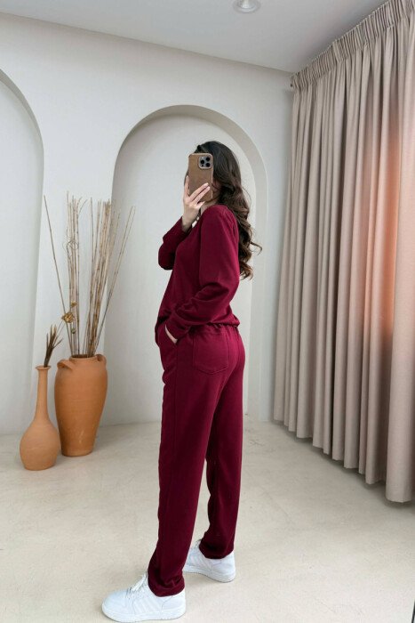 SET NJE NGJYRESH BLUZE + TUTA PER FEMRA NE NGJYRE VISHNJE - 4