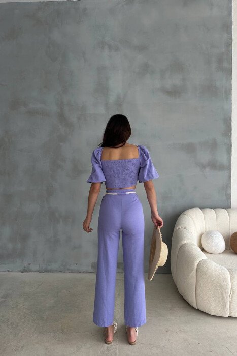 SET NJE NGJYRESH CROP TOP + PANATLLONA PER FEMRA NE NGJYRE LEJLA - 3