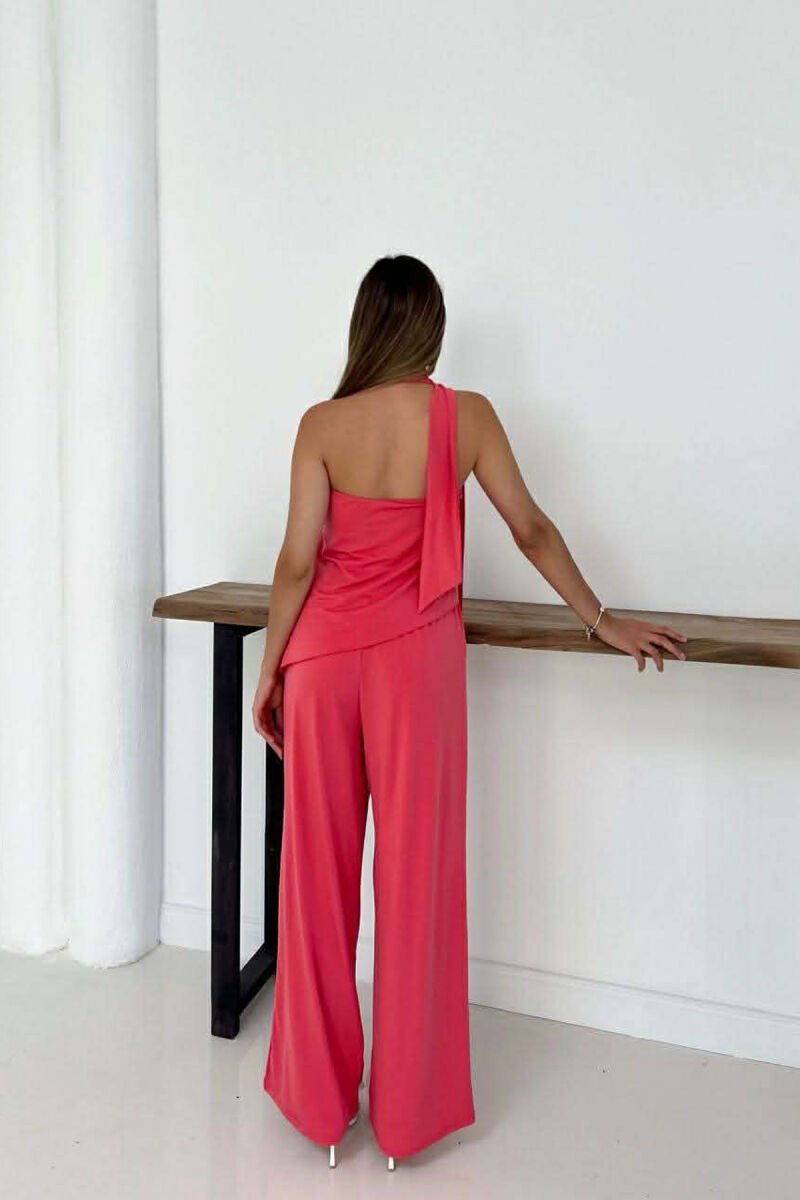 SET NJE NGJYRESH CROP TOP + PANTALLONA PER FEMRA NE NGJYRE SALMON - 3
