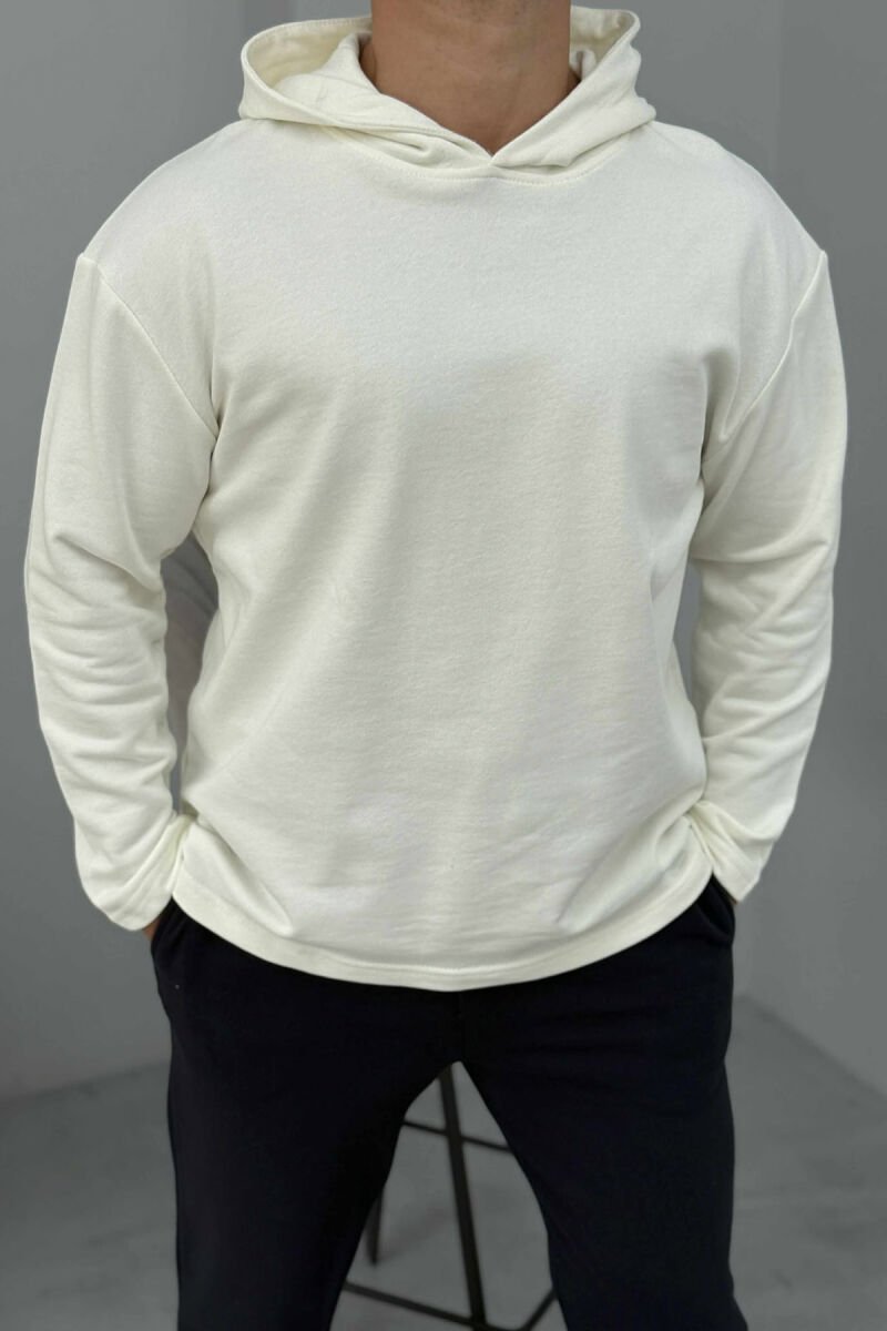 SET NJËNGJYRËSH I THJESHTË HOODIE+TUTA PËR MESHKUJ NË NGJYRËN BLU+E BARDHË - 2