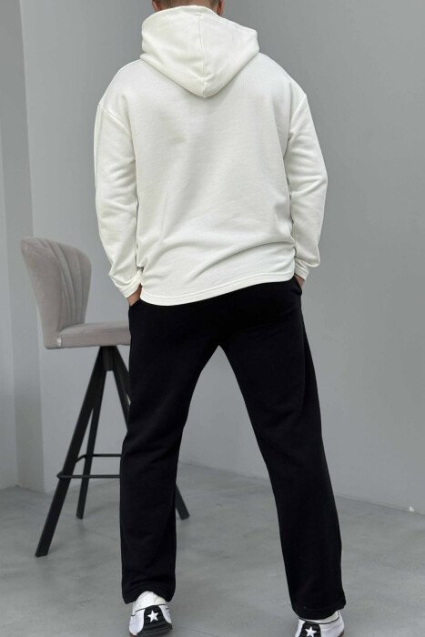 SET NJËNGJYRËSH I THJESHTË HOODIE+TUTA PËR MESHKUJ NË NGJYRËN E ZEZË+E BARDHË - 2
