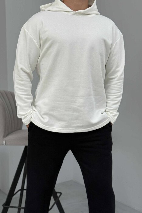 SET NJËNGJYRËSH I THJESHTË HOODIE+TUTA PËR MESHKUJ NË NGJYRËN E ZEZË+E BARDHË - 4