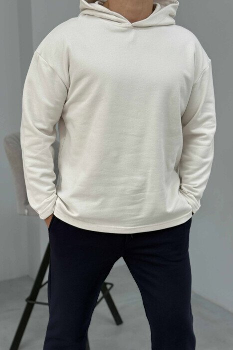 SET NJËNGJYRËSH I THJESHTË HOODIE+TUTA PËR MESHKUJ NË NGJYRËN KREM+BLU - 4