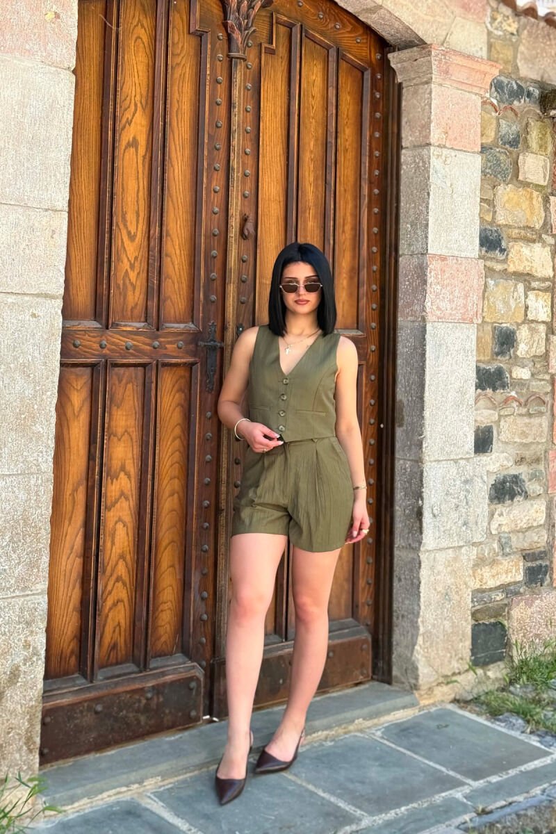 SET NJE NGJYRESH I THJESHTE JELEK + SHORTS PER FEMRA NE NGJYRE JESHILE - 4