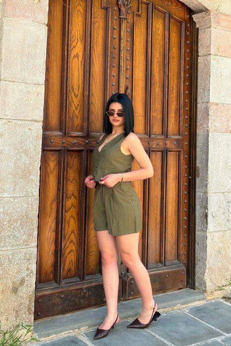 SET NJE NGJYRESH I THJESHTE JELEK + SHORTS PER FEMRA NE NGJYRE JESHILE - 5