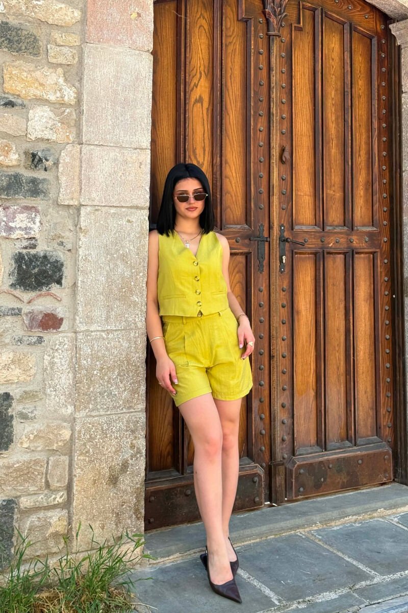 SET NJE NGJYRESH I THJESHTE JELEK + SHORTS PER FEMRA NE NGJYRE JESHILE TE ZBARDHUR - 3