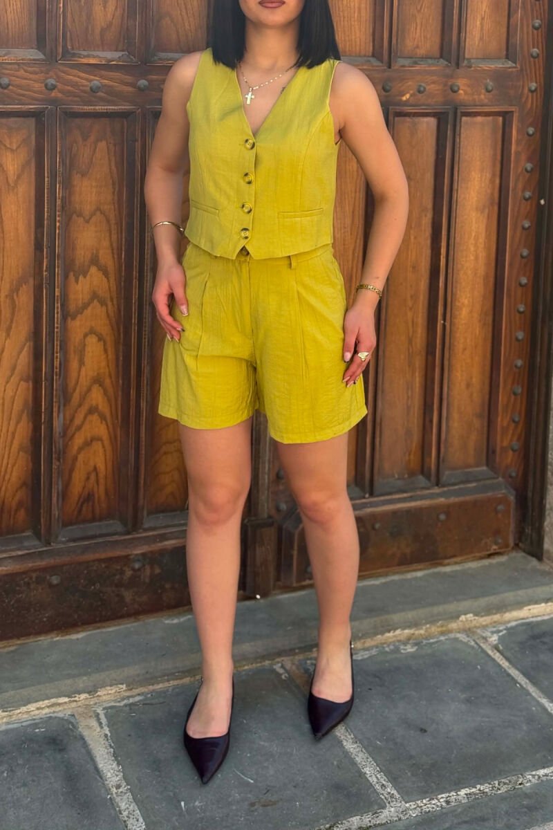 SET NJE NGJYRESH I THJESHTE JELEK + SHORTS PER FEMRA NE NGJYRE JESHILE TE ZBARDHUR - 6