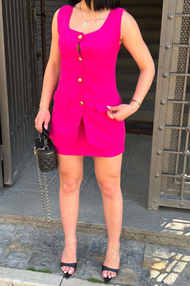 SET NJE NGJYRESH JELEK ME BUTONA GOLD + FUND PER FEMRA NE NGJYRE CIKLAMI - 4
