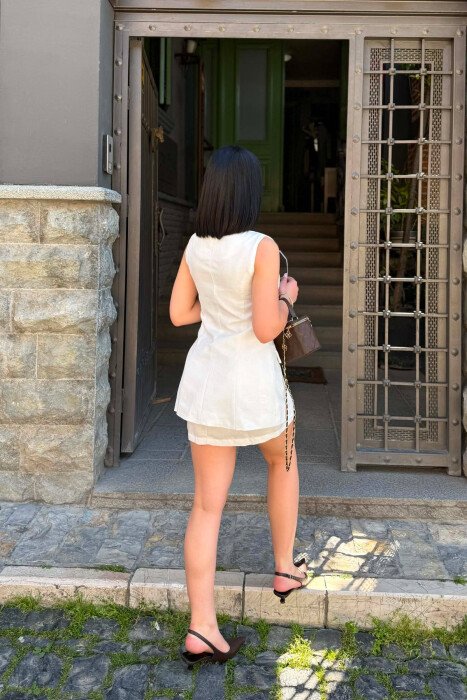 SET NJE NGJYRESH JELEK ME BUTONA GOLD + FUND PER FEMRA NE NGJYRE TE BARDHE - 6