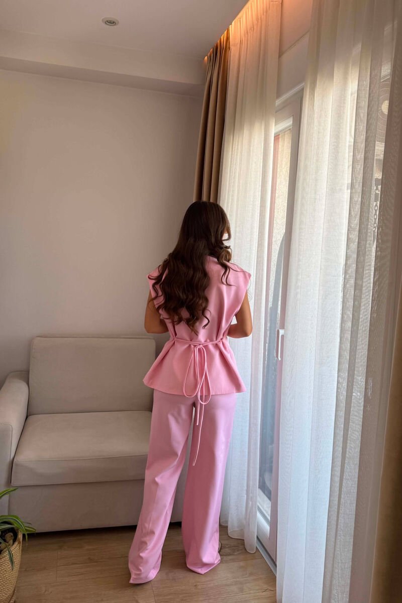 SET NJE NGJYRESH JELEK + PANTALLONA PER FEMRA NE NGJYRE ROZE - 2
