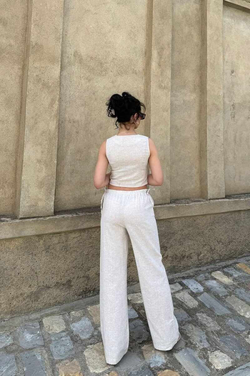 SET NJE NGJYRESH JELEK + PANTALLONA PER FEMRA NE NGJYRE BEZHE - 4