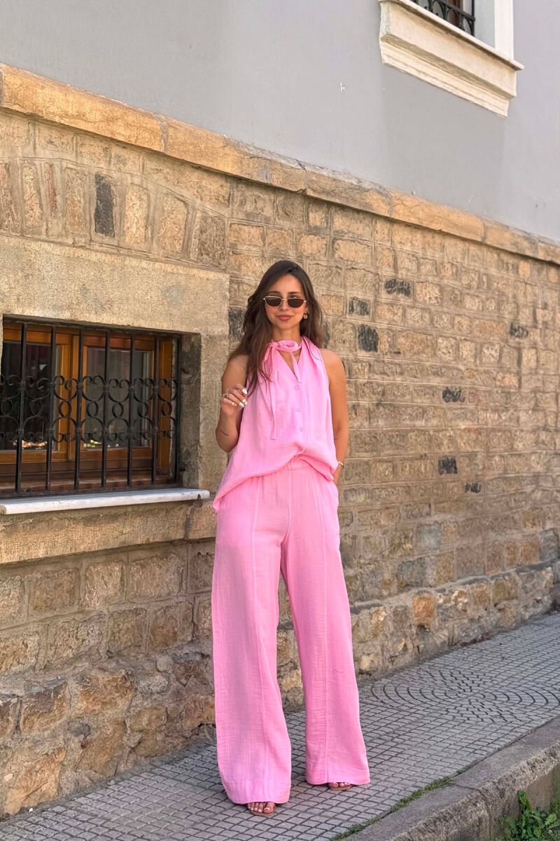 SET NJE NGJYRESH JELEK + PANTALLONA PER FEMRA NE NGJYRE ROZE - 1