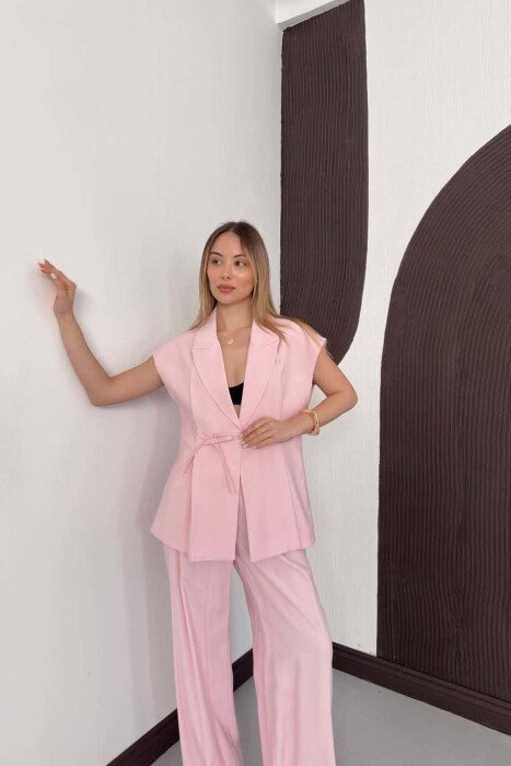 SET NJE NGJYRESH JELEK + PANTALLONA PER FEMRA NE NGJYRE ROZE - 3