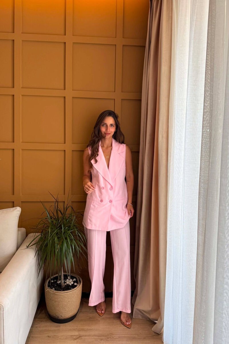 SET NJE NGJYRESH JELEK + PANTALLONA PER FEMRA NE NGJYRE ROZE - 3