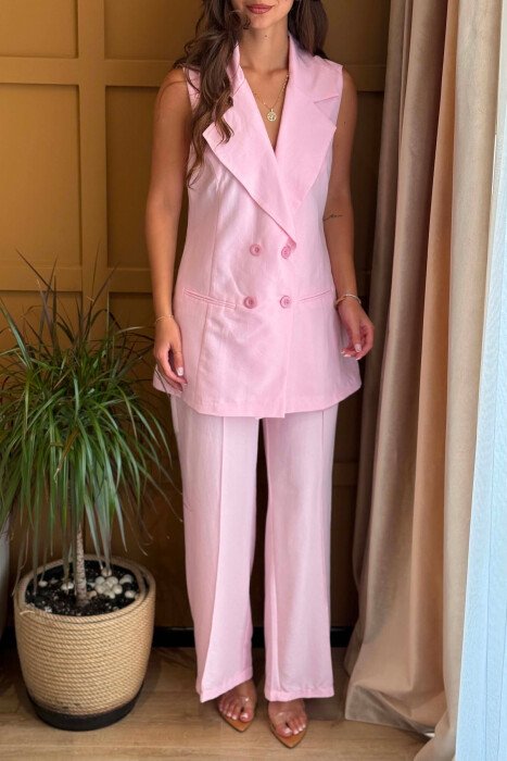 SET NJE NGJYRESH JELEK + PANTALLONA PER FEMRA NE NGJYRE ROZE - 5