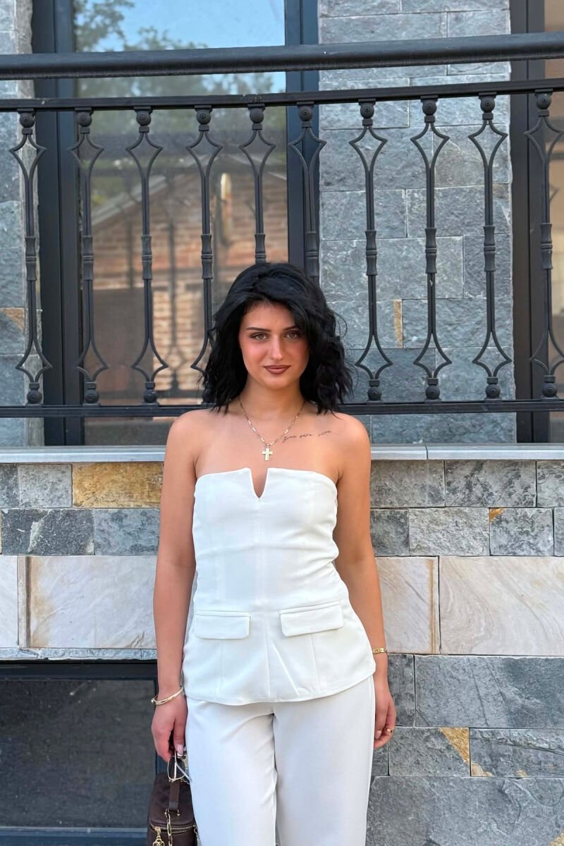 SET NJE NGJYRESH BUST + PANTALLONA PER FEMRA NE NGJYRE TE BARDHE - 3
