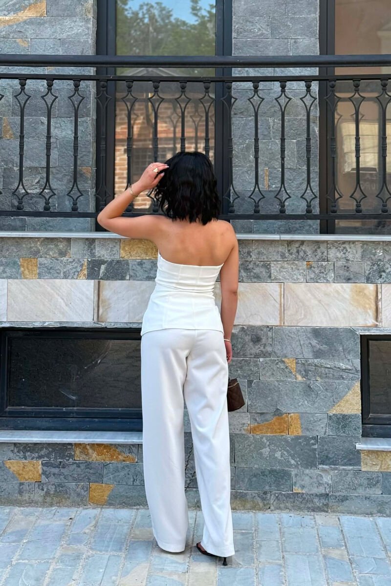 SET NJE NGJYRESH BUST + PANTALLONA PER FEMRA NE NGJYRE TE BARDHE - 5