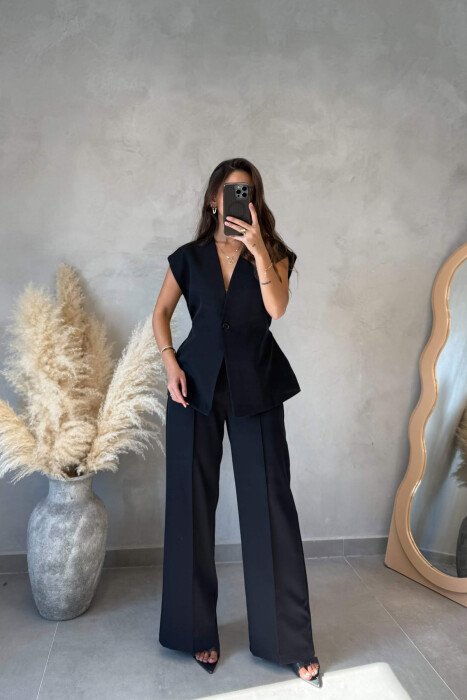 SET NJE NGJYRESH JELEK + PANTALLONA PER FEMRA NE NGJYRE TE ZEZE - KLAUDIO FASHION