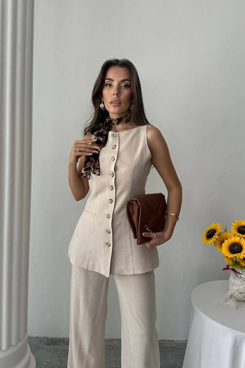 SET NJE NGJYRESH JELEK + PANTALLONA PER FEMRA NE NGJYREN BEZHE - 4