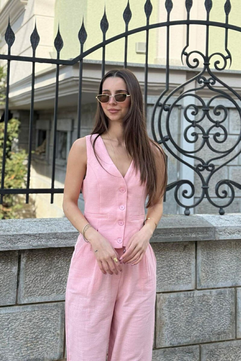 SET NJË NGJYRËSH JELEK+PANTALLONA PËR FEMRA NË NGJYRËN PUDER - 2