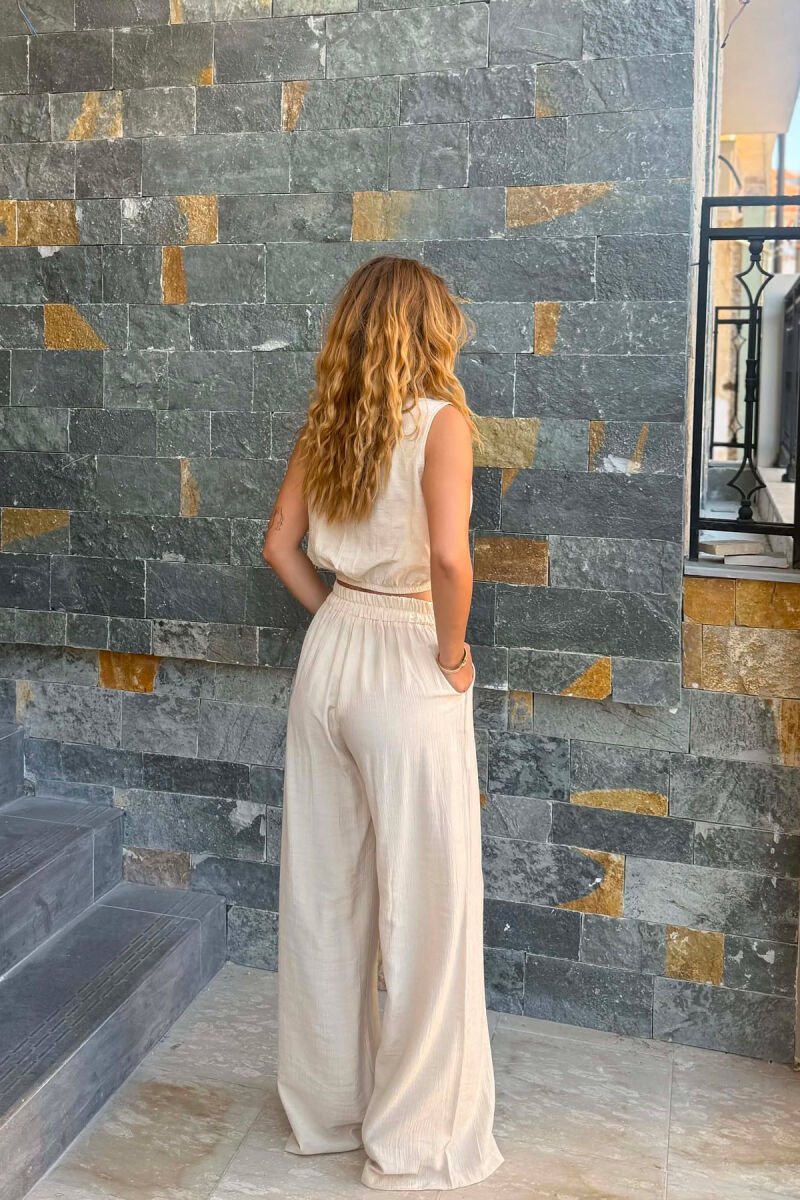 SET NJE NGJYRESH KANATIERE + PANTALLONA PER FEMRA NE NGJYRE BEZHE - 5