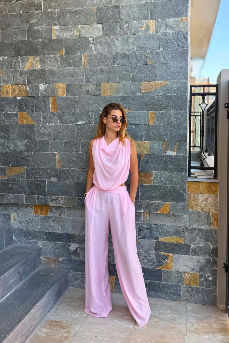 SET NJE NGJYRESH KANATIERE + PANTALLONA PER FEMRA NE NGJYRE ROZE - 1