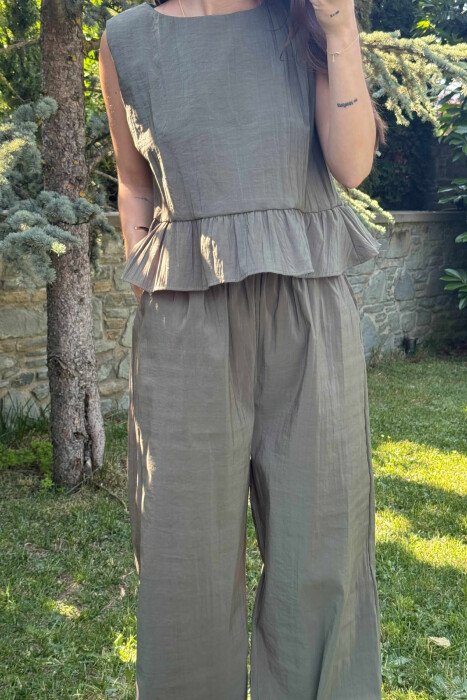 SET NJË NGJYRËSH KANATIERE+PANTALLONA PËR FEMRA NË NGJYRËN JESHILE - 3