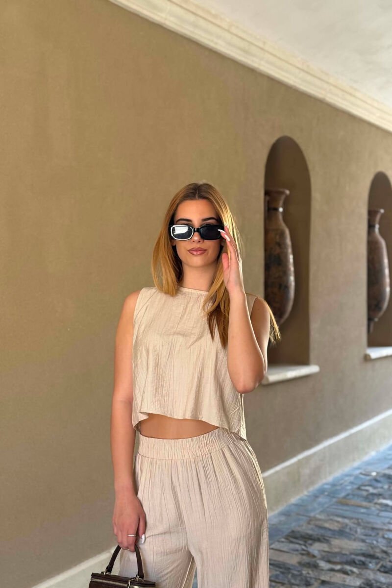 SET NJE NGJYRESH KANATJERE + PANTALLONA PER FEMRA NE NGJYRE BEZHE - 3