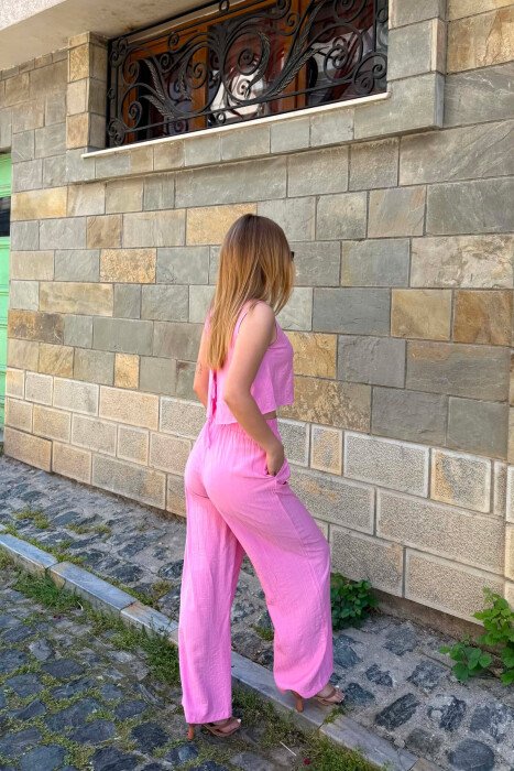 SET NJE NGJYRESH KANATJERE + PANTALLONA PER FEMRA NE NGJYRE ROZE - 2