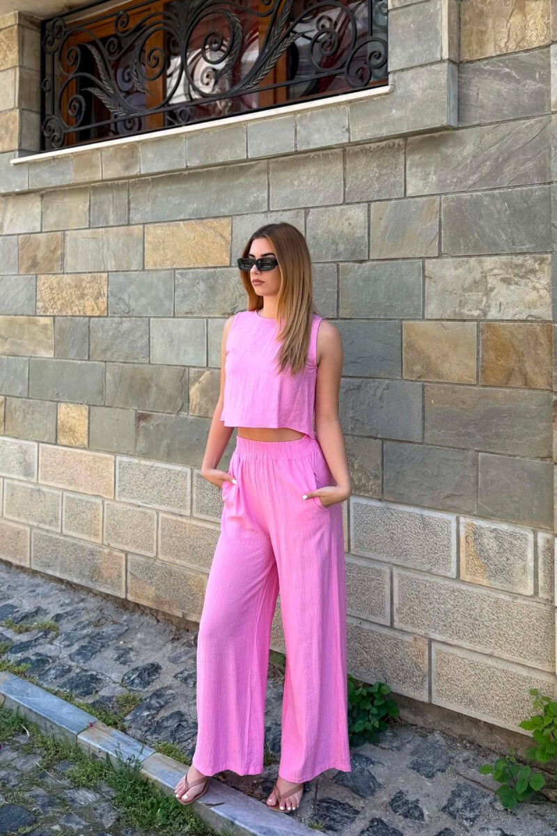 SET NJE NGJYRESH KANATJERE + PANTALLONA PER FEMRA NE NGJYRE ROZE - 4