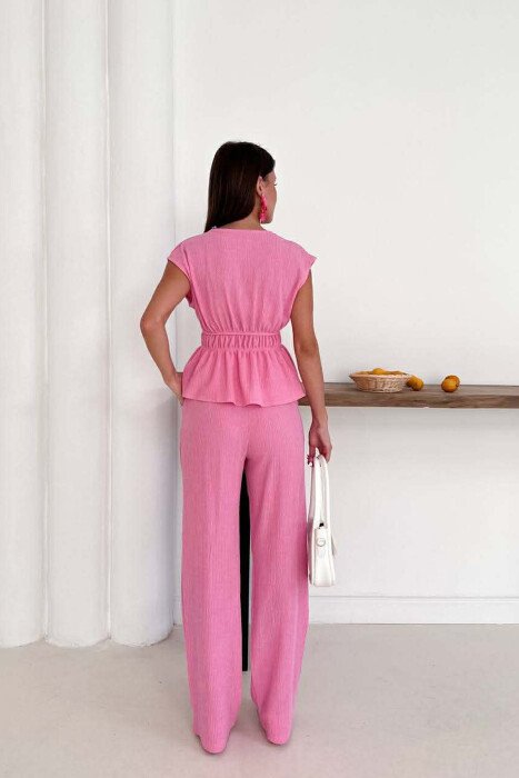 SET NJE NGJYRESH KANATJERE + PANTALLONA PER FEMRA NE NGJYRE ROZE - 2