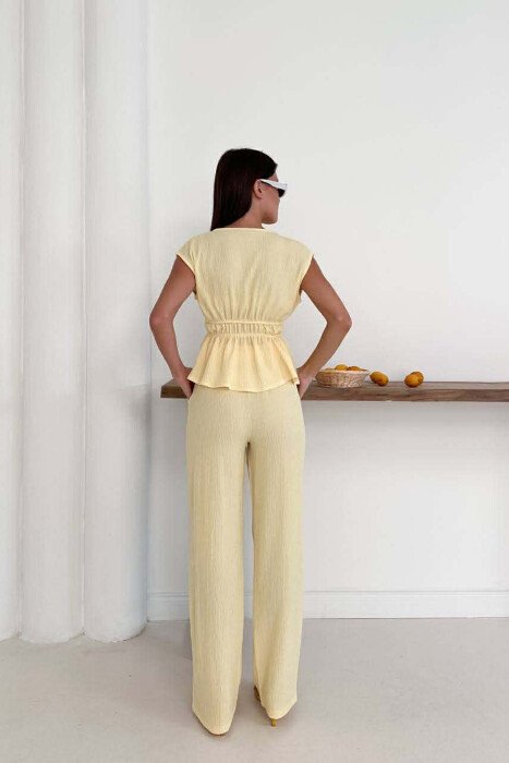 SET NJE NGJYRESH KANATJERE + PANTALLONA PER FEMRA NE NGJYRE TE VERDHE - 3