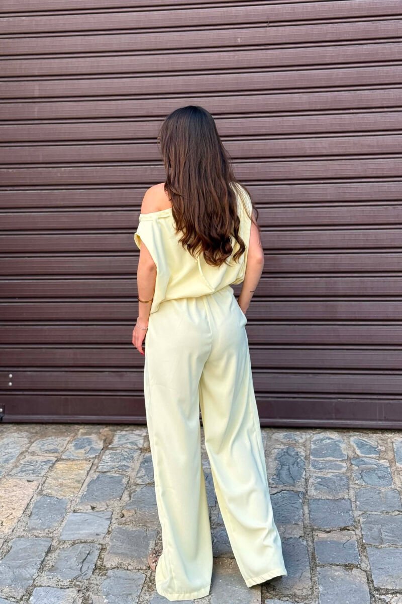 SET NJE NGJYRESH KANATJERE + PANTALLONA TE GJERA PER FEMRA NE NGJYRE TE VERDHE - 5