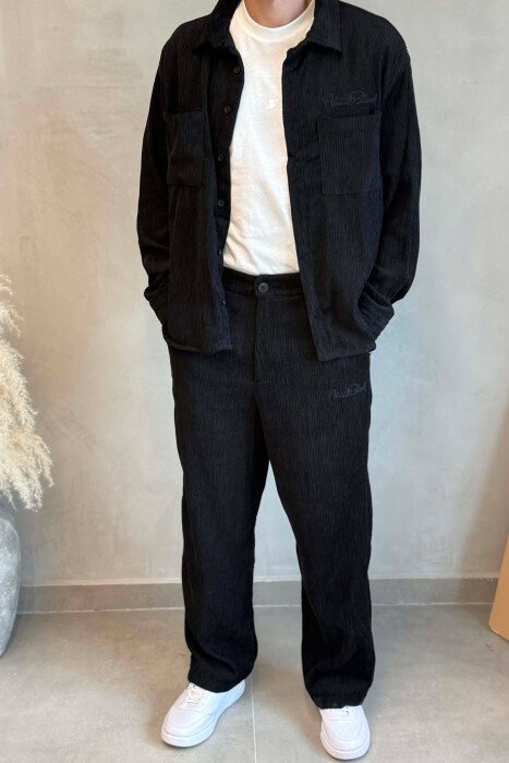 SET NJE NGJYRESH KEMISHE ME XHEPA PARA + PANTALLONA PER MESHKUJ NE NGJYRE TE ZEZE - 4