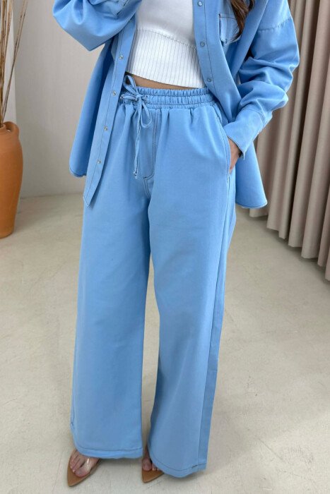 SET NJE NGJYRESH KEMISHE + PANTALLONA PER FEMRA NE NGJYRE BABY BLU - 3