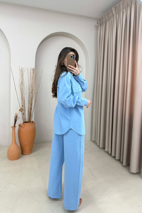 SET NJE NGJYRESH KEMISHE + PANTALLONA PER FEMRA NE NGJYRE BABY BLU - 4