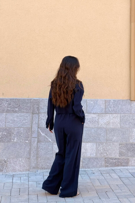 SET NJE NGJYRESH KEMISHE + PANTALLONA PER FEMRA NE NGJYRE BLU TE ERRET - 5