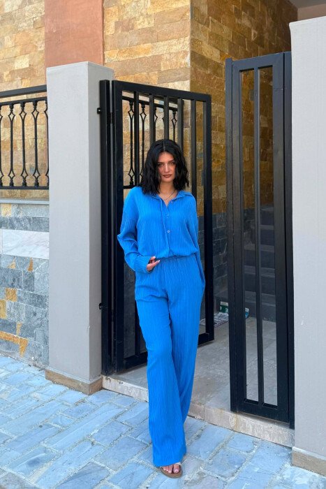 SET NJE NGJYRESH JELEK + PANTALLONA PER FEMRA NE NGJYRE BLU 