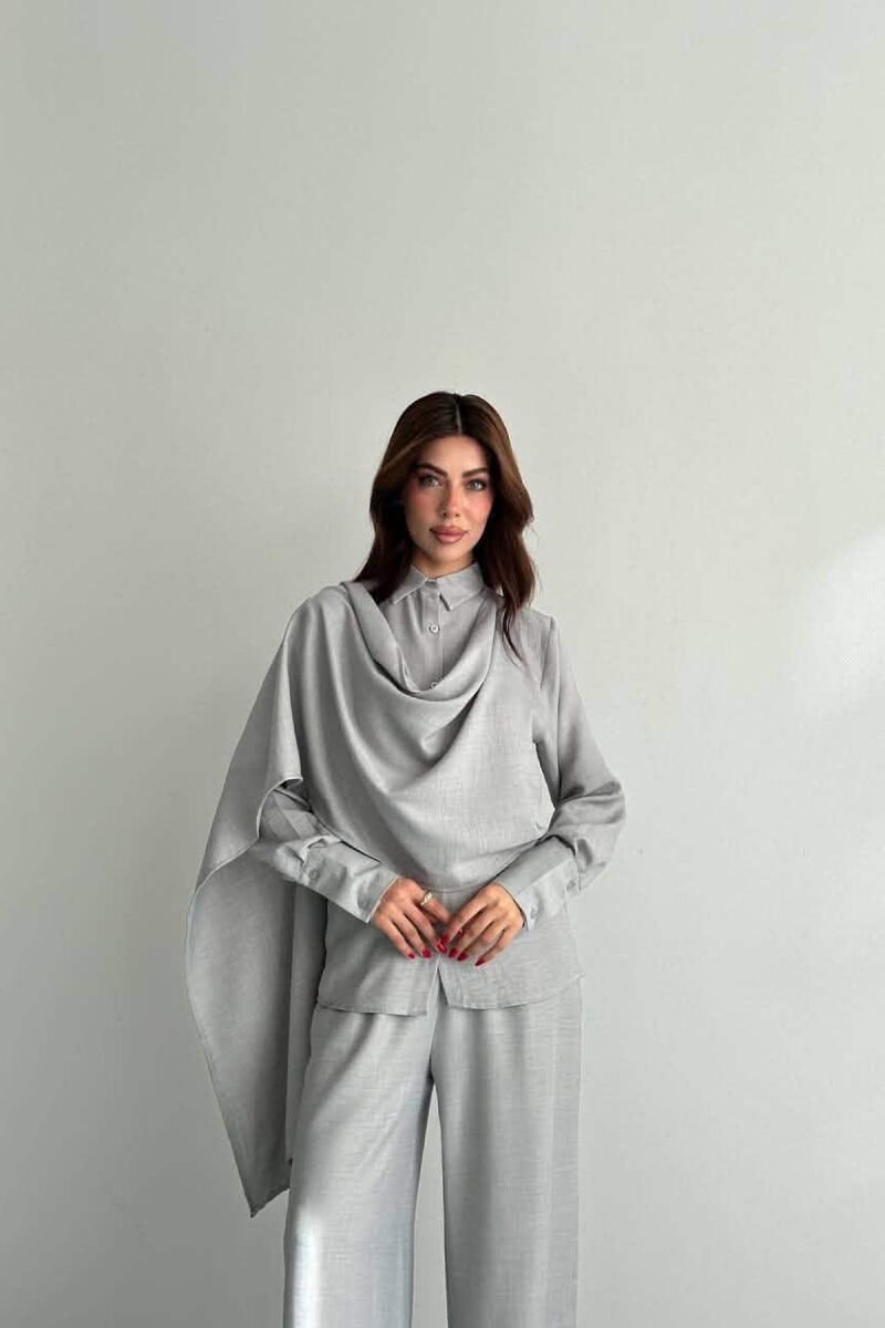 SET NJE NGJYRESH KEMISHE + PANTALLONA PER FEMRA NE NGJYRE GRI - 3
